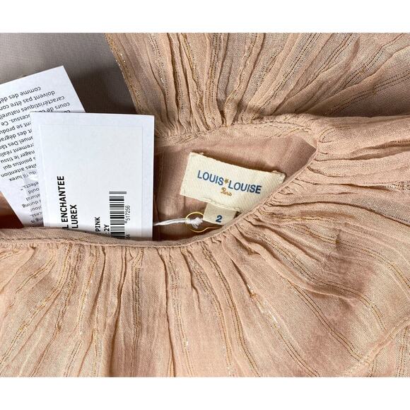 NWT Louis Louise Dusty Pink Lurex Stripe Enchantée Bubble Romper Girls 2 Yrs - Picture 4 of 4